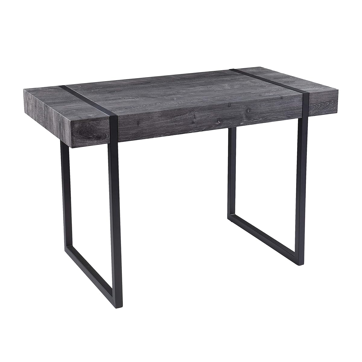 Harkriven Small Space Desk - Transitional Design, Black Iron and Wood - Ideal for Home Office, Bedroom (HO1094537)