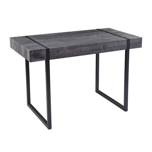 Harkriven Small Space Desk - Transitional Design, Black Iron and Wood - Ideal for Home Office, Bedroom (HO1094537)
