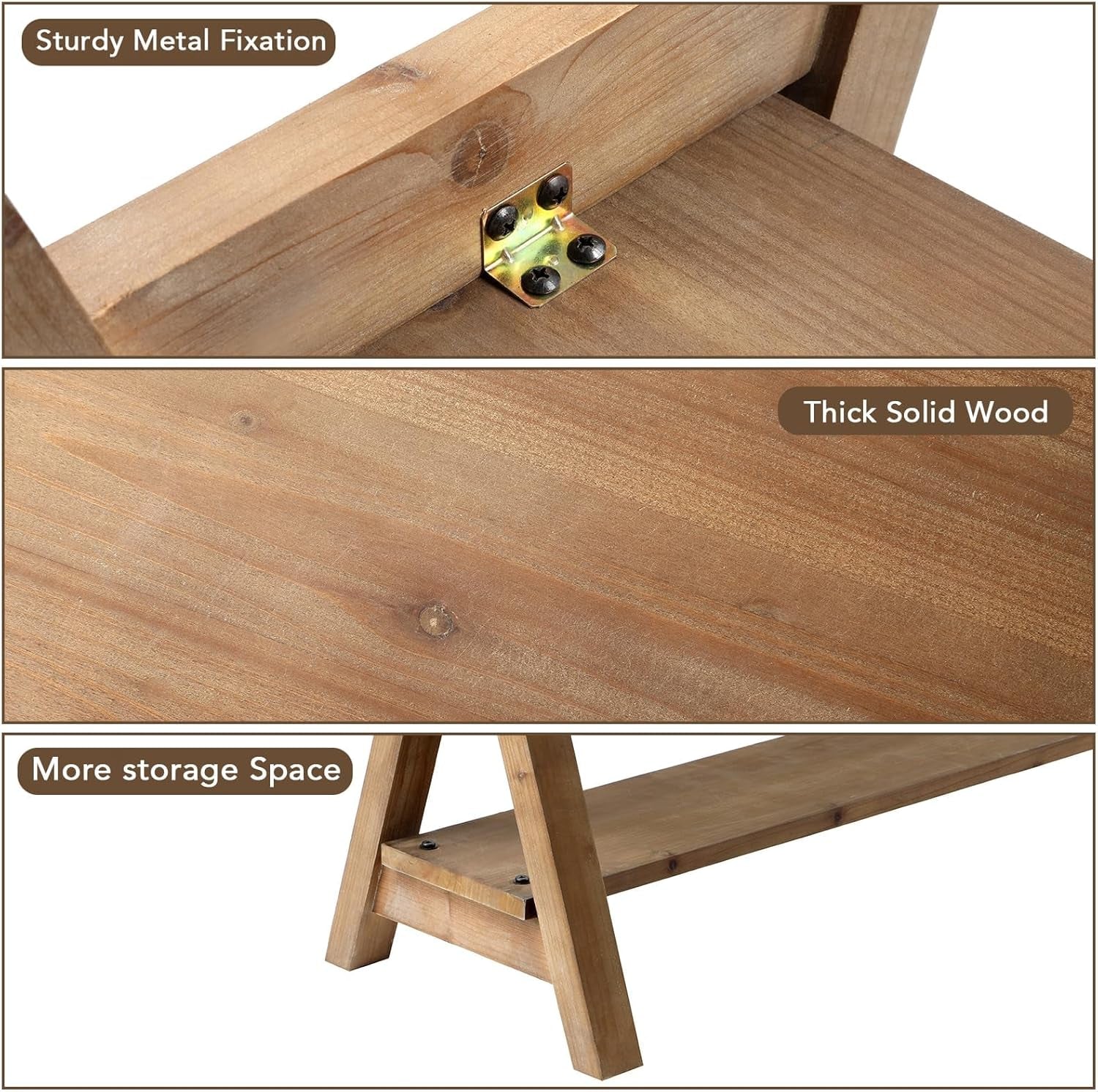 Solid Wood Bench, 30" Farmhouse Entryway Bench for Living Dining Room, Rustic Storage Bench Seat for Indoors, Natural