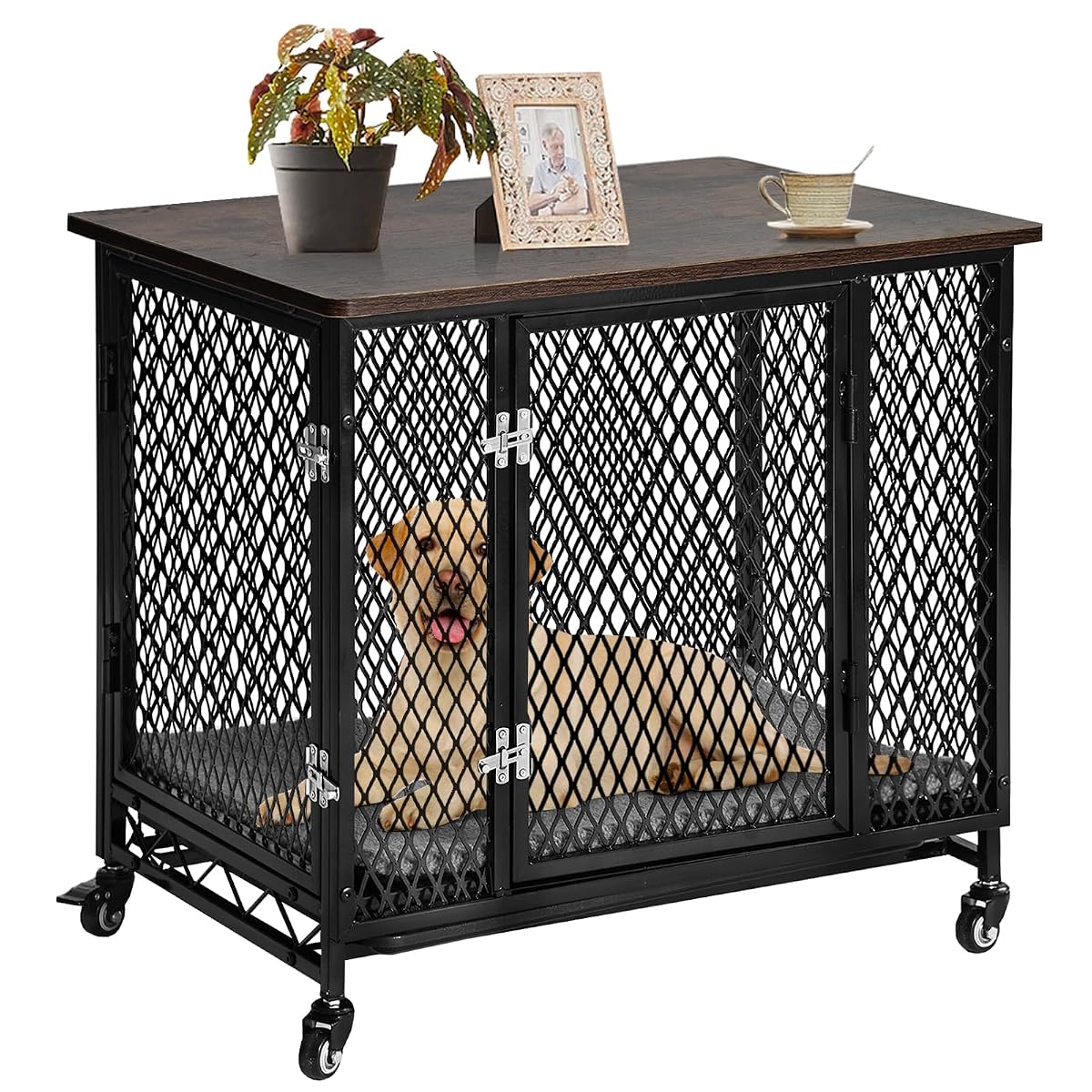 Dog Crate Furniture Movable Side End Table Indoor Dog Kennel for Small Medium