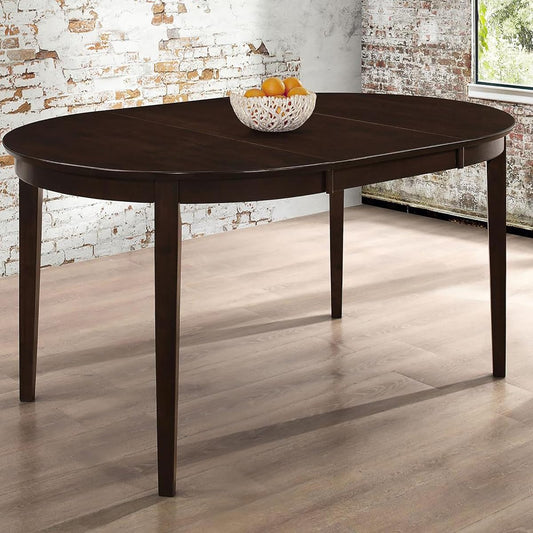 Cappuccino oval dining table with leaf extension