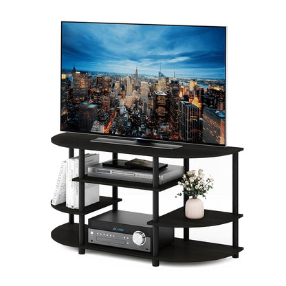 JAYA Simple Design Corner TV Stand, Espresso/Black