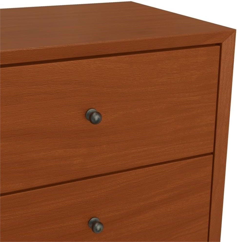 Flynn Mid Century Modern Mahogany Fully Assembled Bedroom Side Nightstand with 2 Bedside Storage Drawers, Chestnut