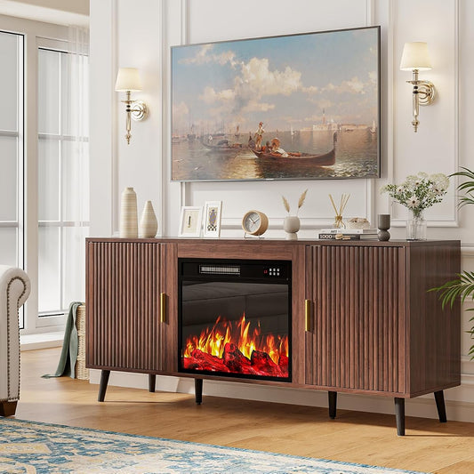 Waleaf 58" Fluted Fireplace TV Stand