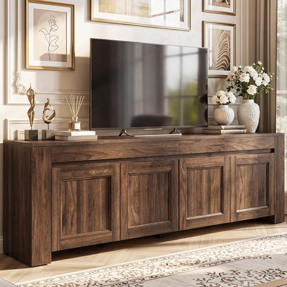 70 Inch TV Stand with Storage Doors for up to 80" TVs, Dark Walnut