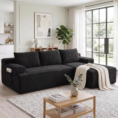 96" Sectional Couches for Living Room Cloud Couch Sofa with L-Shape Upholstered Boneless Couchs Modern Modular Sectional Couch with Chaise