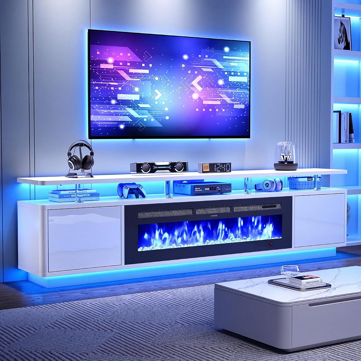 90" Fireplace TV Stand for Living Room