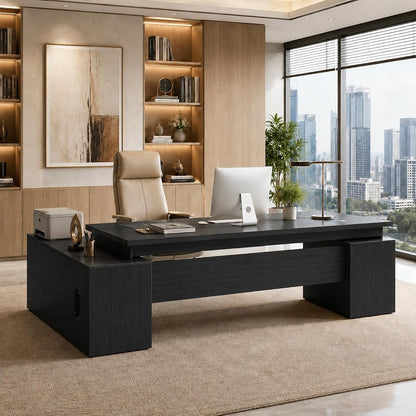 Executive Office Desk, Modern Manager Desk with Floating Desktop Design