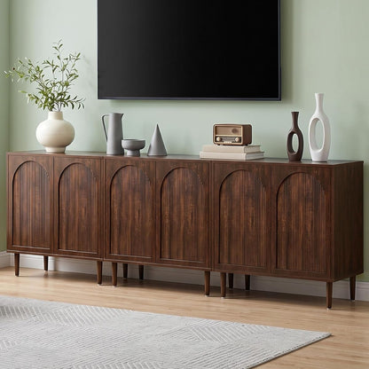 31.5” Dark Walnut Sideboard Buffet Cabinet with Storage Set of 3