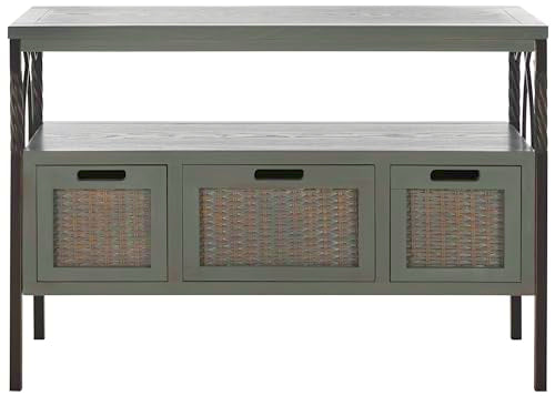 SAFAVIEH Home Collection – Joshua Ash Grey 3-Drawer Console Table with Shelf, view 2