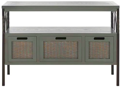 SAFAVIEH Home Collection – Joshua Ash Grey 3-Drawer Console Table with Shelf, view 2