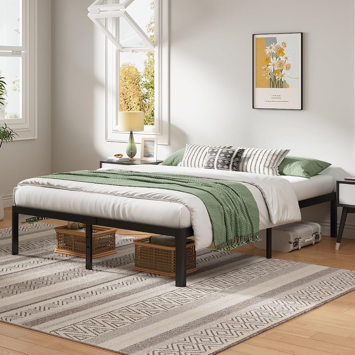 Queen Metal Bed Frame with Round Corner Legs