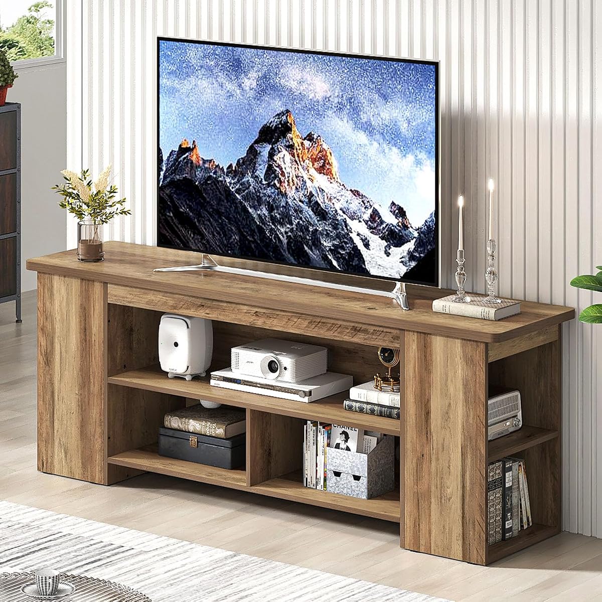 Rustic Oak Wooden TV Stand for Televisions up to 60 Inch