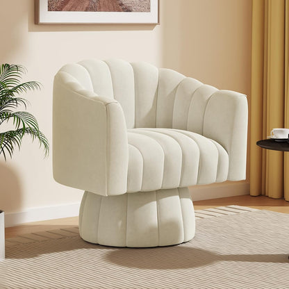 Swivel Accent Chair, 360° Swivel Barrel Chair with Armrest, Velvet Upholstered Single Sofa Reading Chair for Living Room,Bedroom,Waiting Room(Beige)