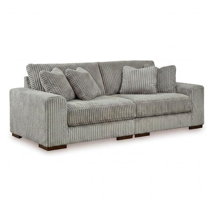 Signature Design by Ashley Lindyn 2-Piece Sectional Sofa, Plush Deep Seat Corduroy Velvet Upholstery, Symmetrical Sectional Couch with Throw Pillows for Cozy Living Rooms, Fog Gray, 98"W