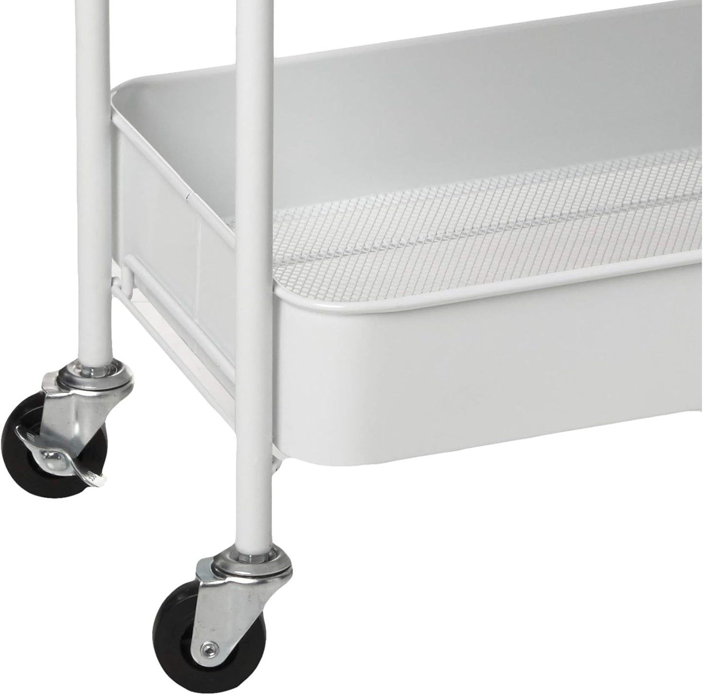 3-Tier Rolling Metal Storage Organizer - Mobile Utility Cart Kitchen Cart with Caster Wheels, White