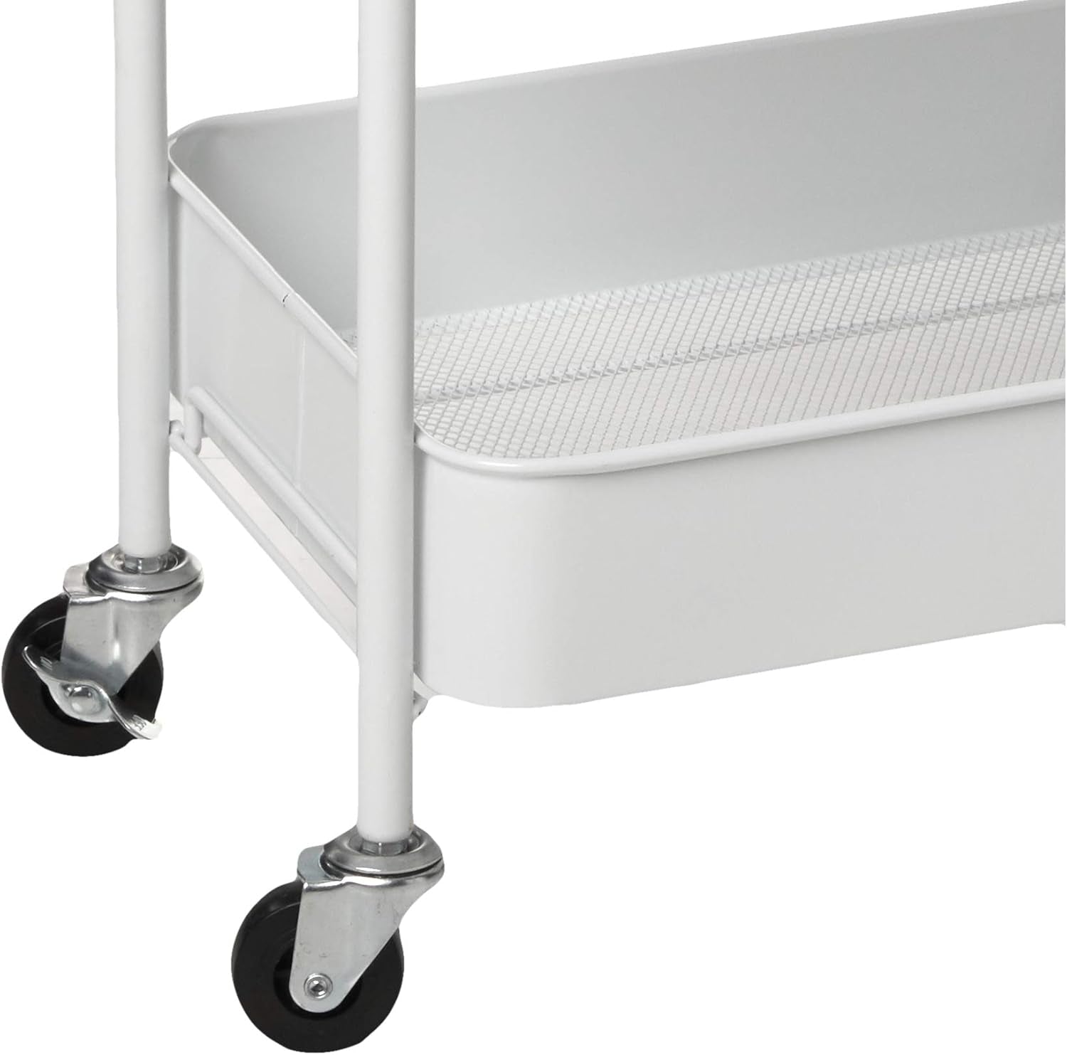 3-Tier Rolling Metal Storage Organizer - Mobile Utility Cart Kitchen Cart with Caster Wheels, White