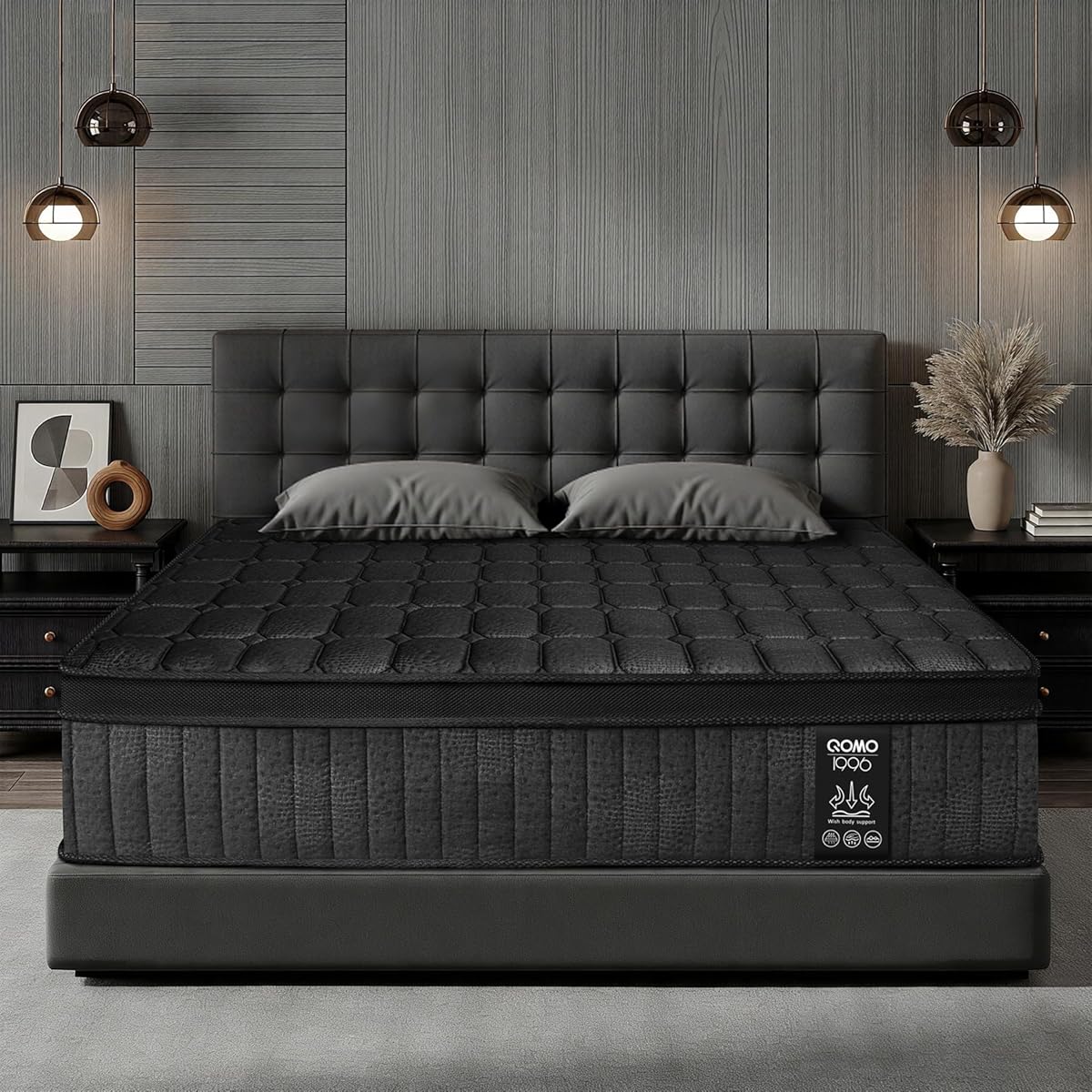 Twin Mattress 10 Inch - Twin Size Memory Foam Mattress in a Box with Individually Pocket Spring, Hybrid Gel Foam Mattresses Medium Firm, Fiberglass Free, Pressure Relief for All Sleep Positions, Black