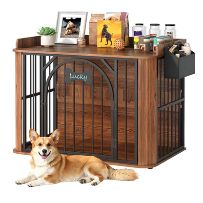 39.3" Dog Crate Furniture, Wooden Dog Kennel Indoor