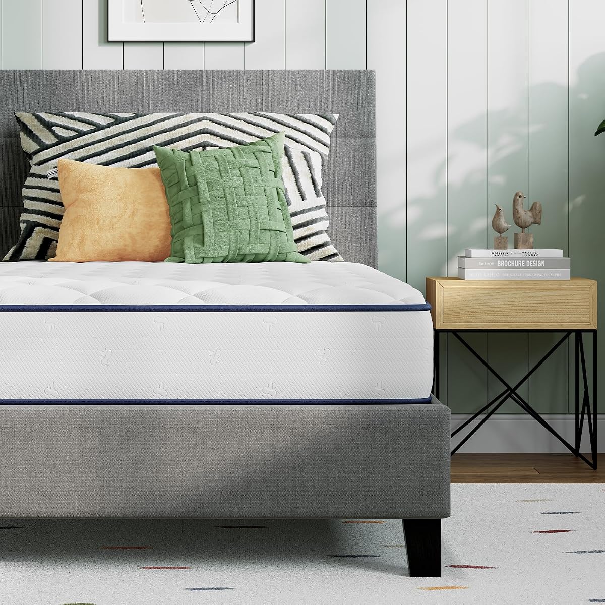 8 Inch Full Size Mattress, Foam and Spring Hybrid Full Mattress, Medium Support