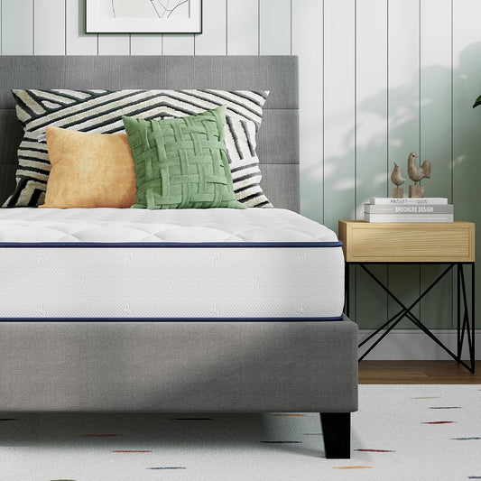 8 Inch Full Size Mattress, Foam and Spring Hybrid Full Mattress, Medium Support