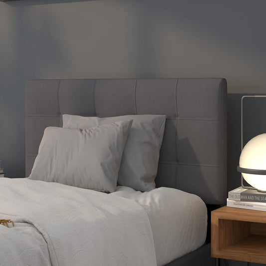 Bedford Tufted Upholstered Twin Size Headboard in Dark Gray Fabric