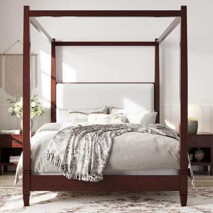 Cara Wooden Canopy Queen Bed Frame With Headboard