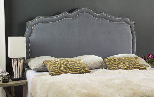 Safavieh Mercer Collection Skyler Grey Silver Nailhead Headboard
