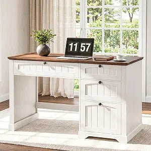 Farmhouse 47" Executive Desk with 4 Drawers, Unique White, view 2