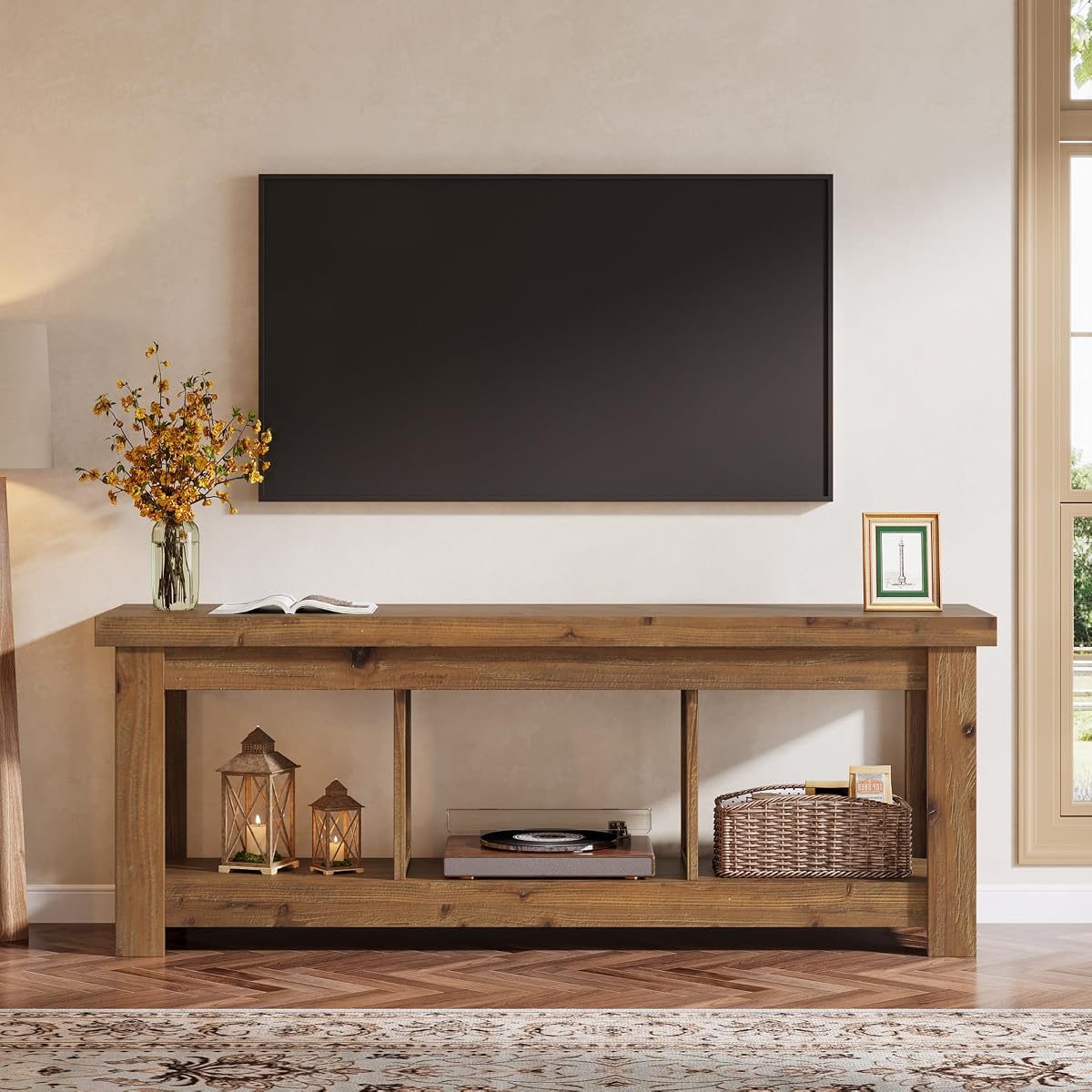 63" Solid Wood TV Stand, Entertainment Center for 65 inch TVs