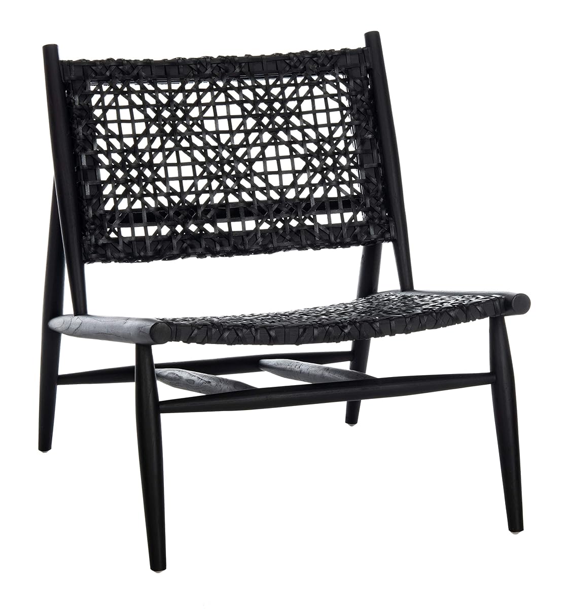 Safavieh Home Bandelier Black and Black Leather Weave Accent Chair