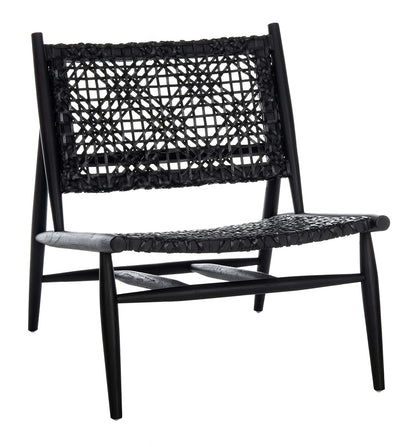 Safavieh Home Bandelier Black and Black Leather Weave Accent Chair