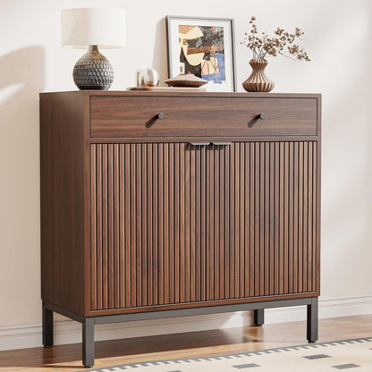 Sideboard Buffet Cabinet Storage, Modern Console Fluted Credenza
