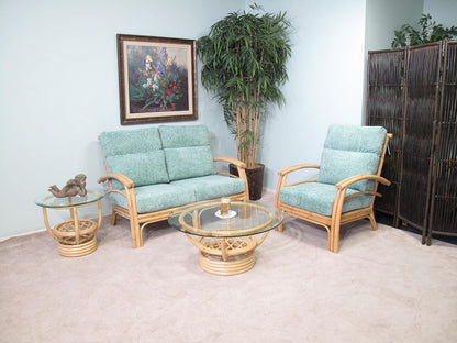 Hana Rattan Big Pole Living Room Furniture 4 Piece Set (Natural Finish)