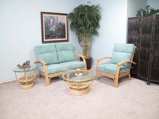 Hana Rattan Big Pole Living Room Furniture 4 Piece Set
