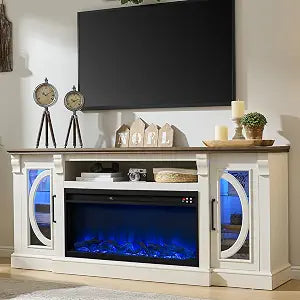 Crescent TV Stand with Fireplace for up to 80 Inch TV, view 2
