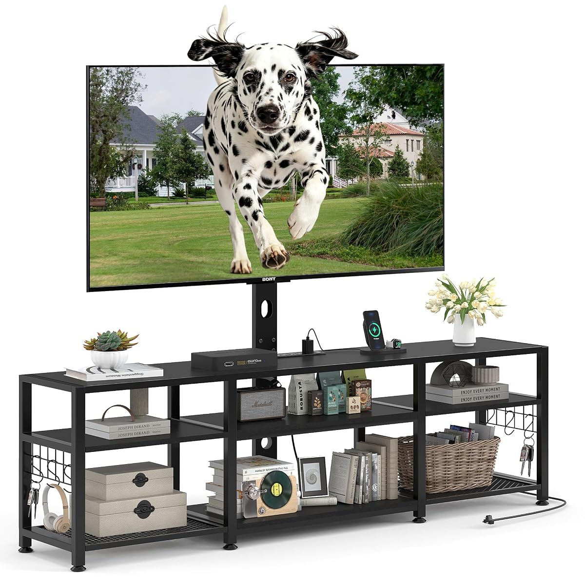 63" TV Stand with Mount and Power Outlets