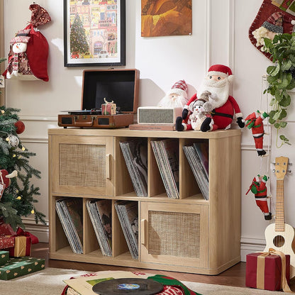 Large Record Player Stand with Vinyl Storage Up to 450 Albums
