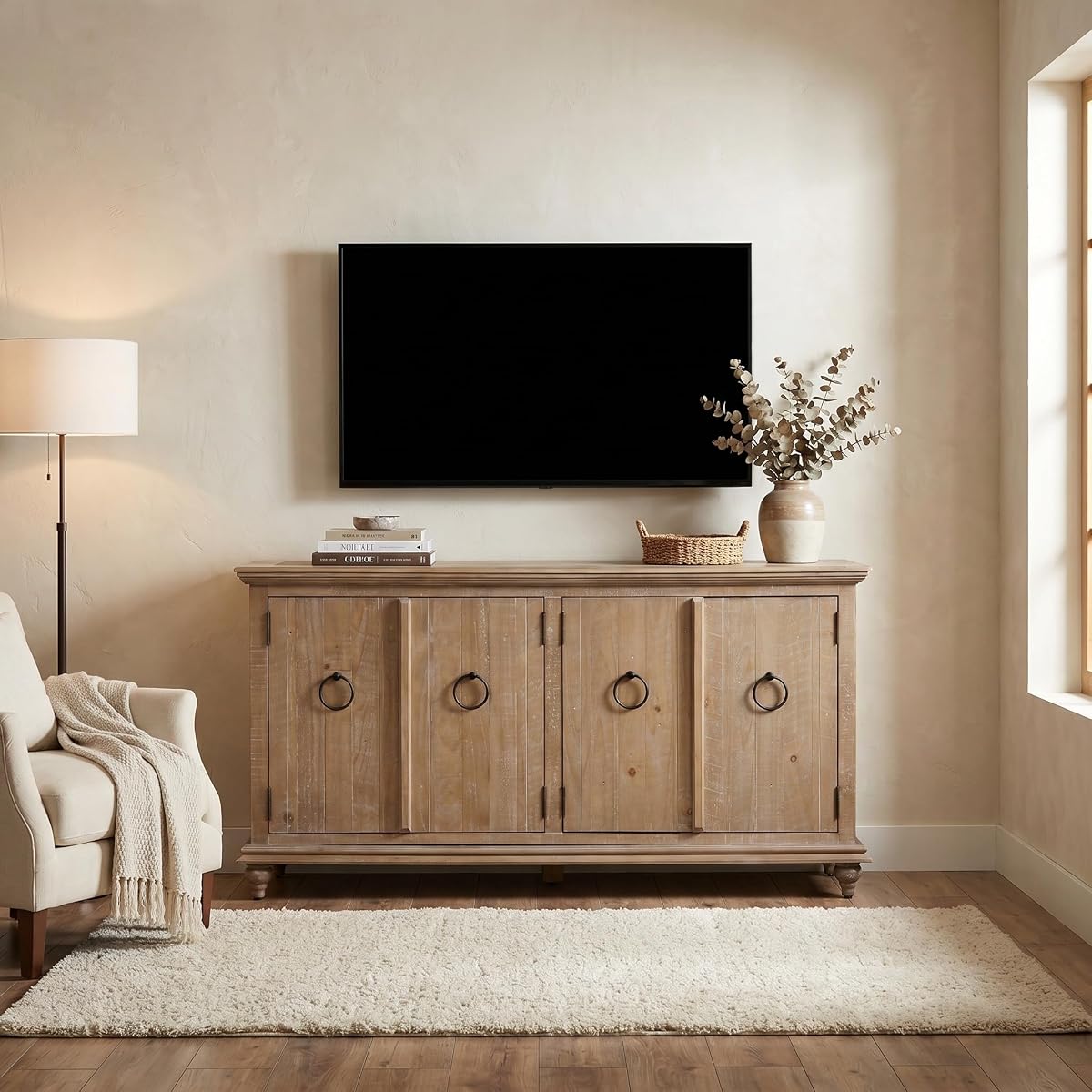 Martin Svensson Home Garden District 65" Solid Wood TV Stand, Driftwood