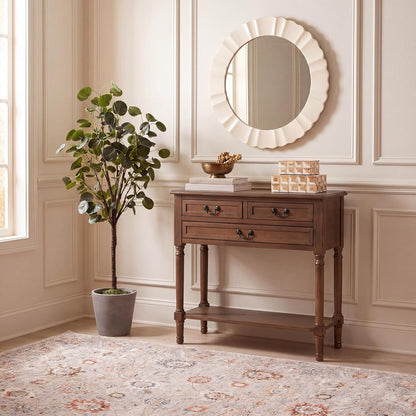 SAFAVIEH Furniture - Primrose 3-Drawer Console Table - Brown - Solid Wood - Farmhouse Classic Design - Ideal for Entryway, Living Room, Hallway, 23.5" W x 13" D x 29.5" H (CNS5707C)