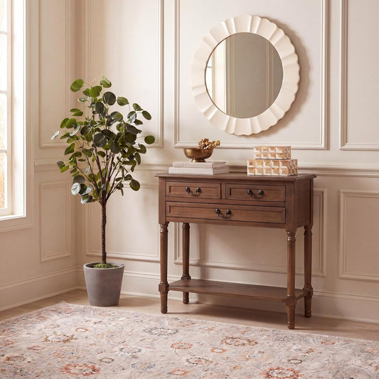 SAFAVIEH Furniture - Primrose 3-Drawer Console Table - Brown - Solid Wood - Farmhouse Classic Design - Ideal for Entryway, Living Room, Hallway, 23.5" W x 13" D x 29.5" H (CNS5707C)
