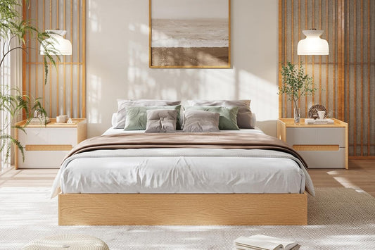 Modern Sturdy Wood Platform Bed Frame, California King, Sturdy Wooden Slats