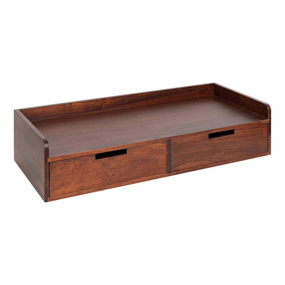 Kitt Modern Floating Shelf with Drawers, 28 x 12 x 6.5 inches, Dark Walnut Brown, Chic Floating Storage Console Table or Desk for Wall