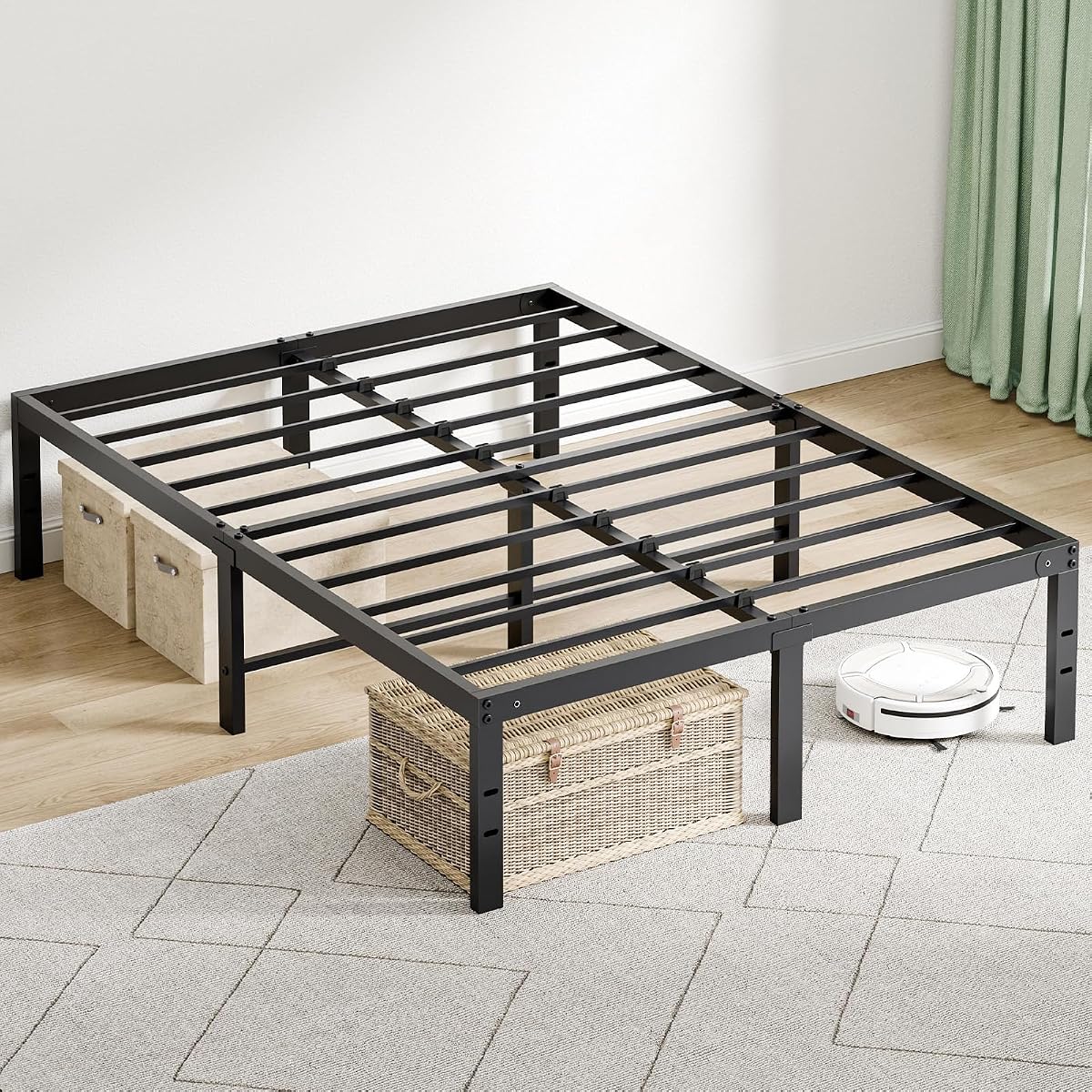 14 Inch Full Metal Bed Frame, Under Bed Storage, Black