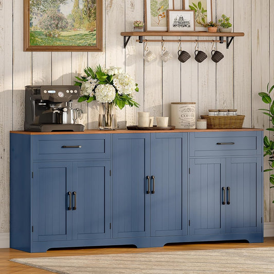 71" Farmhouse Sideboard Buffet Cabinet with Storage, Blue