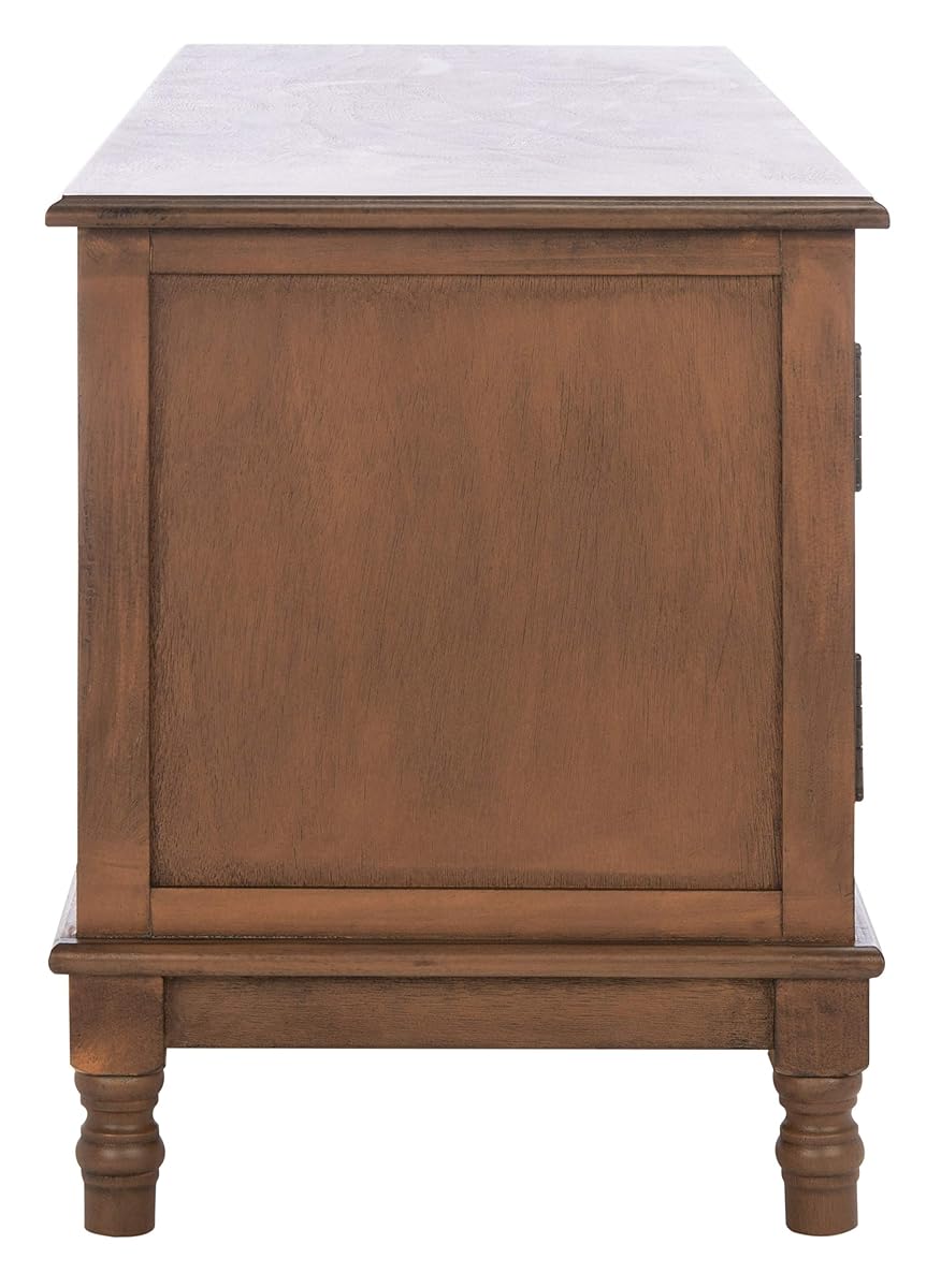 SAFAVIEH Ozark TV Stand for up to 55" Flatscreen – Brown, 2 Doors with Interior Storage, 2 Open Shelves, Entertainment Media Console (MED5700C)