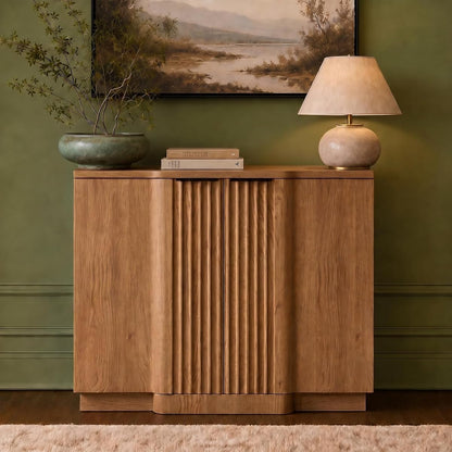 Fluted Buffet Cabinet with Storage, 31.5" Accent Sideboard Credenza