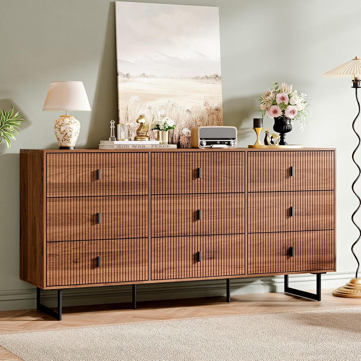 Modern Chest of Drawers with 9 Drawers, Deep Drawers, Clothes Organizer