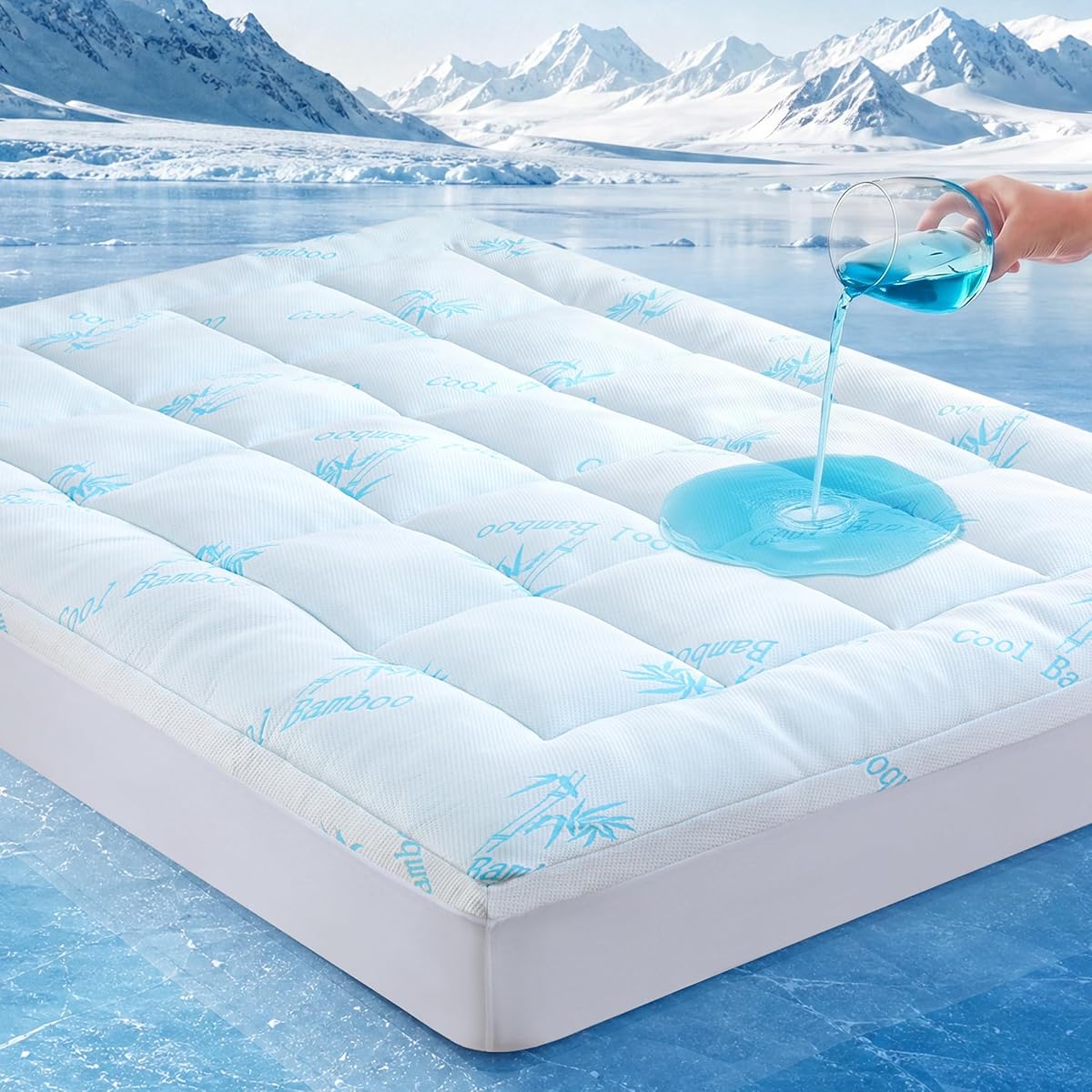 100% Waterproof Queen Mattress Topper, Viscose Derived from Bamboo