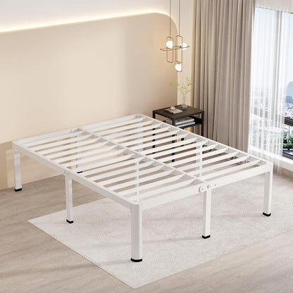 Queen White Bed Frame with Round Legs